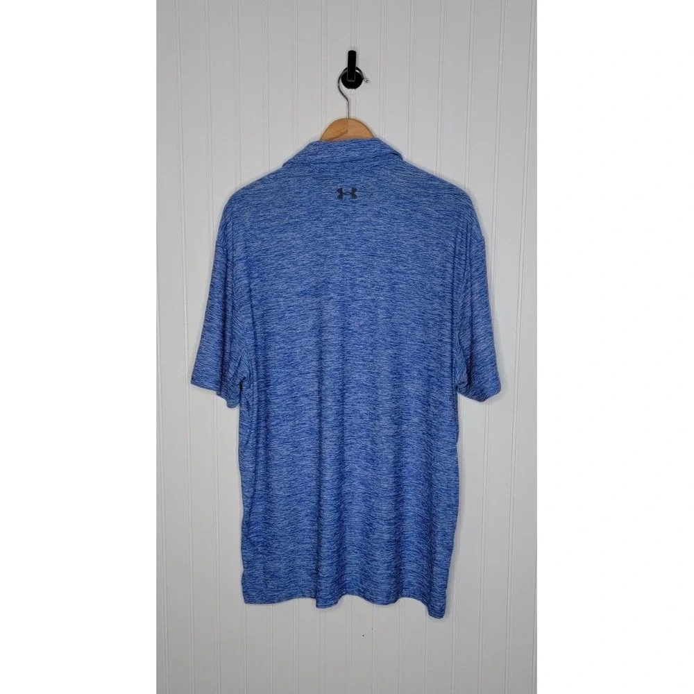 Under Armour Short Sleeve Polo Heatgear Loose Fit Men's size Large Heather Blue - Picture 8 of 8
